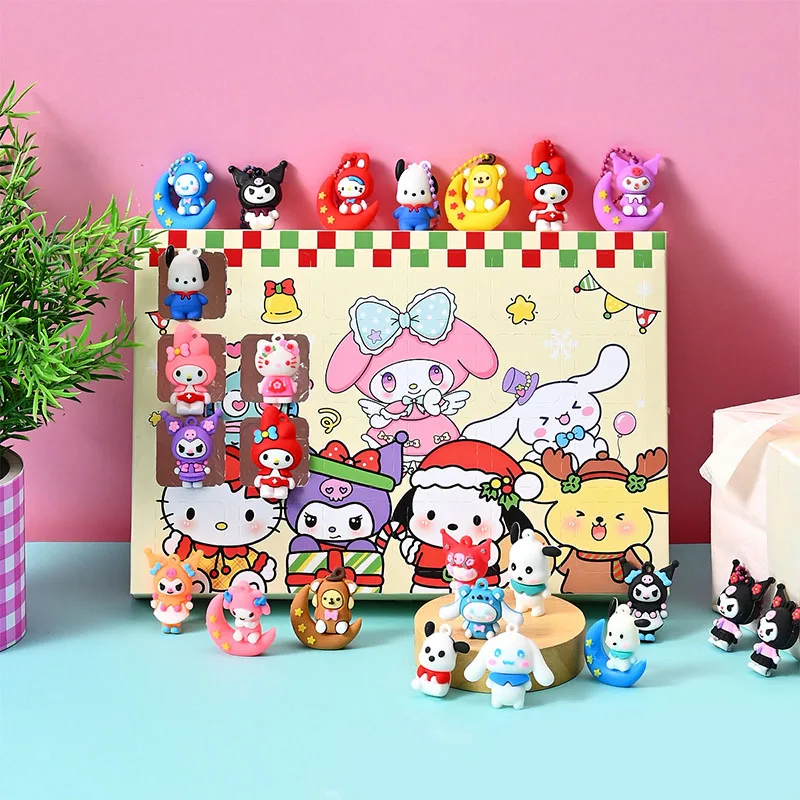 24Pcs Sanrio Hallo Kitty Melody Cinnamoroll Cartoon Blind Box Kinder Nette Anhänger Überraschung Blind Box Weihnachten Dekoration Geschenk