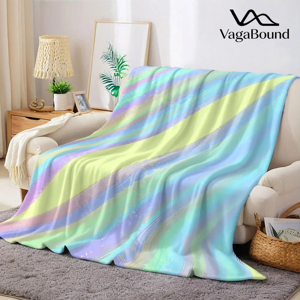 Pastel Iridescent Gradient Texture Flannel Blanket Warm Soft Halloween Christmas Decorative Couch Warm Cozy All-Season Gift