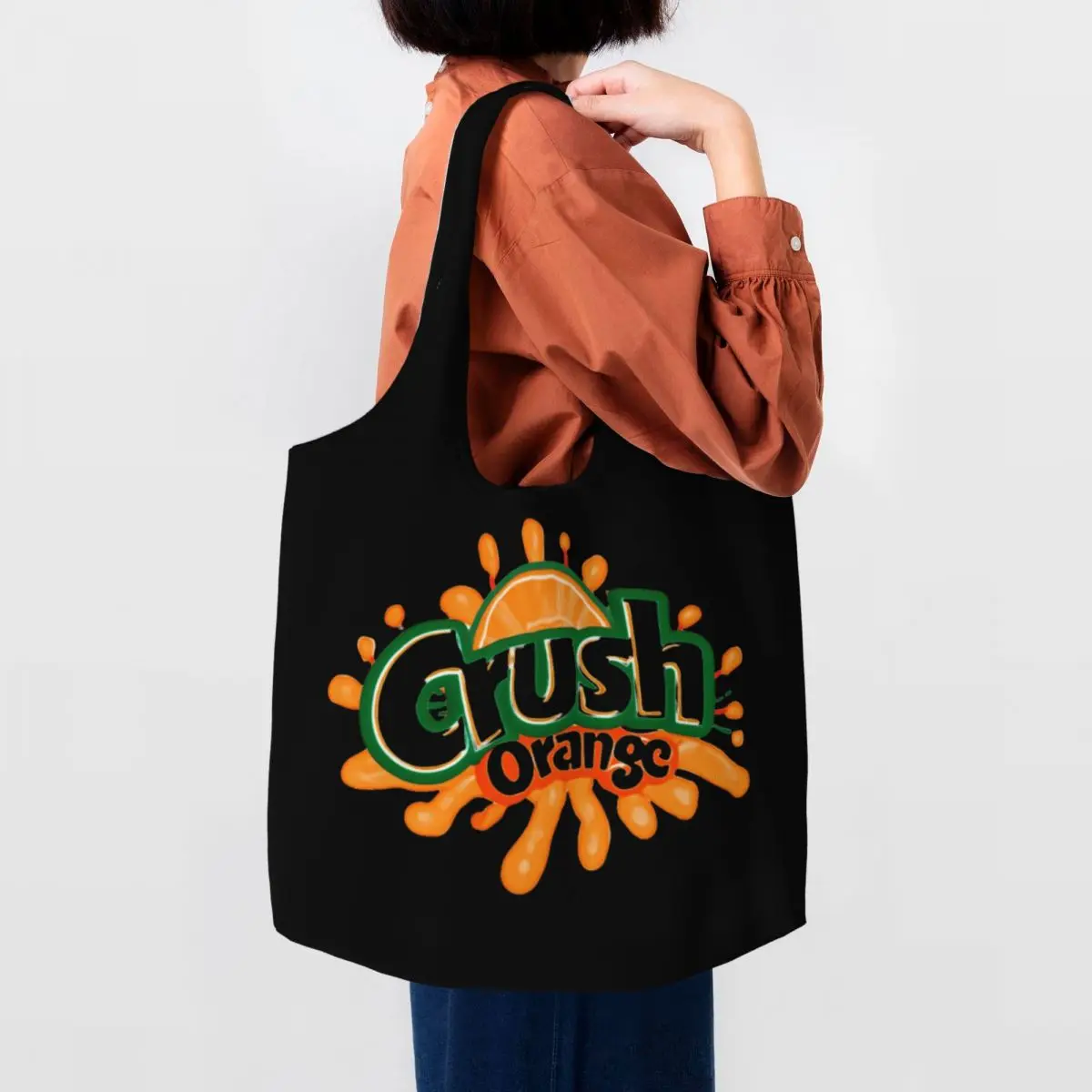 Crush Orange Delight Large Capacity Canvas Tote Bag Single Shoulder Work Commute Bag For Women Eco-Friendly Shopping Bag