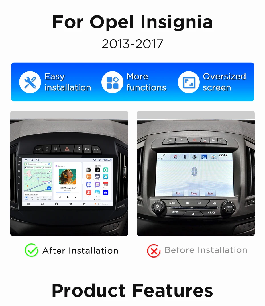 Junsun Wireless CarPlay Android Auto Autoradio für Opel Insignia 2013-2017 Auto-Intelligentes System DSP SWC RDS GPS FM BT – Detail 4