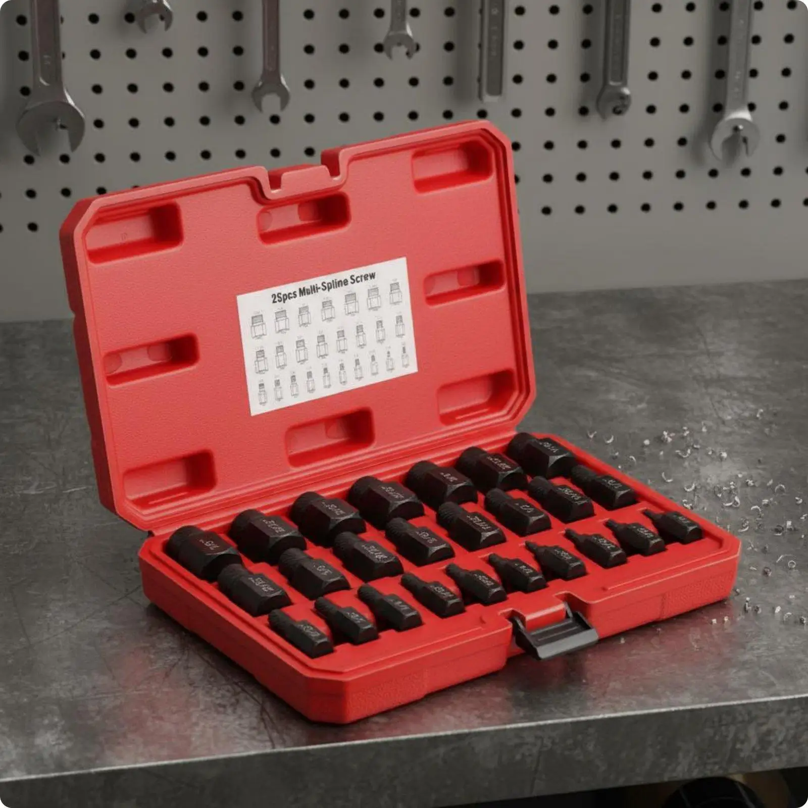 25 Piece Bolt Extractor Set Screw Remover Tool for Damaged Stripped Rounded Broken Fasteners Multi Groove Chrome Molybdenum