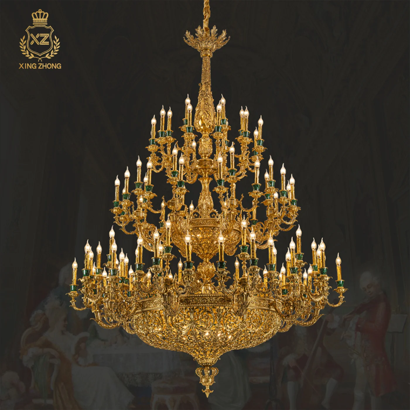 European Royal Villa Living Room Dining Room Retro Decor Brass Chandelier French Church Banquet Hall Large Pendant Light