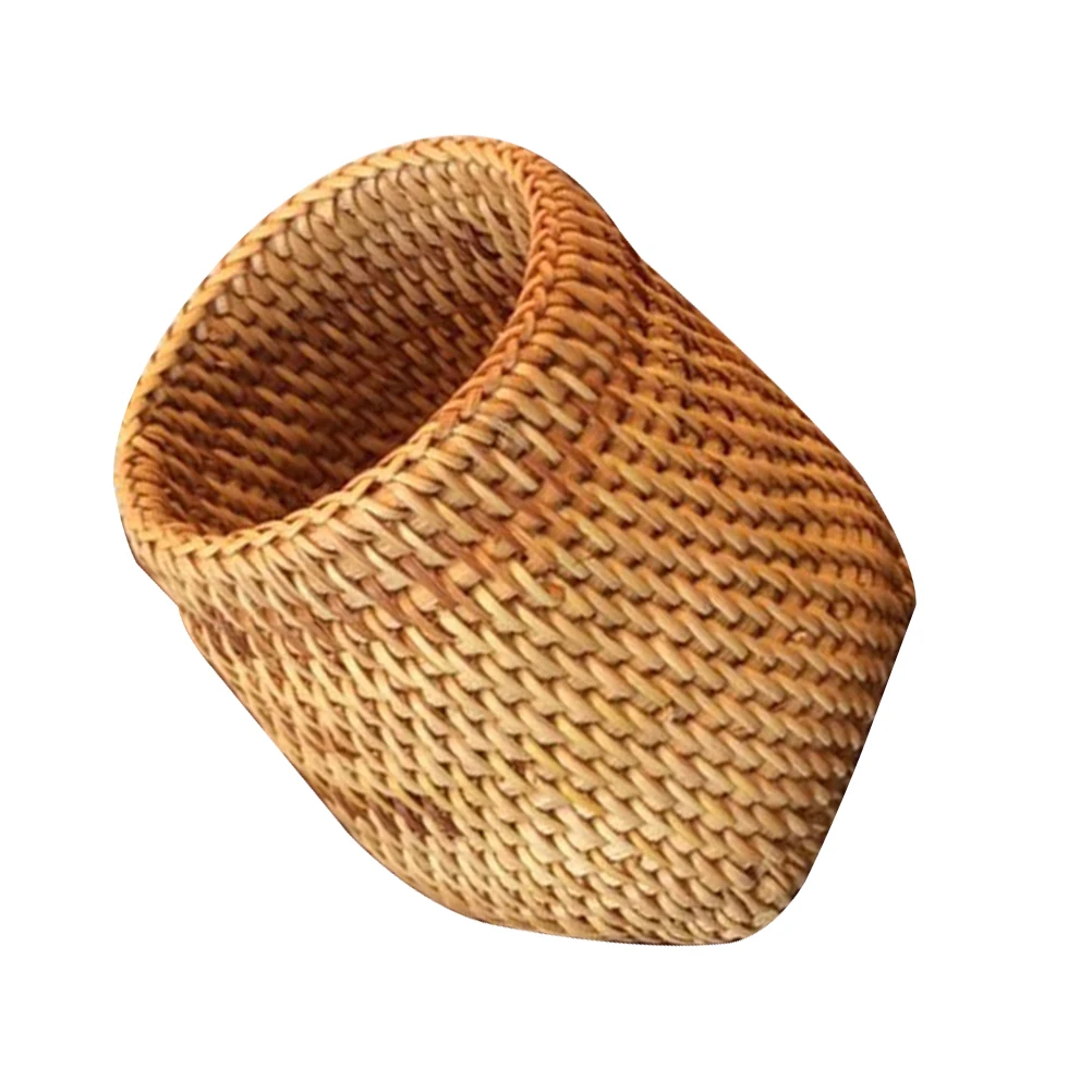 

Rattan Woven Tea Set Basket Elegant Storage Container Pen Holder Tea Set Canister Long Service Life Perfect Gift Birthday