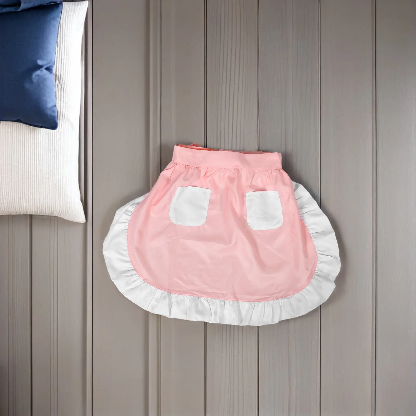 Maid Apron Ruffled Polyester Waist Apron Charming European Style Restaurant Waitress Cooking Cleaning Party Cosplay Costume Soft