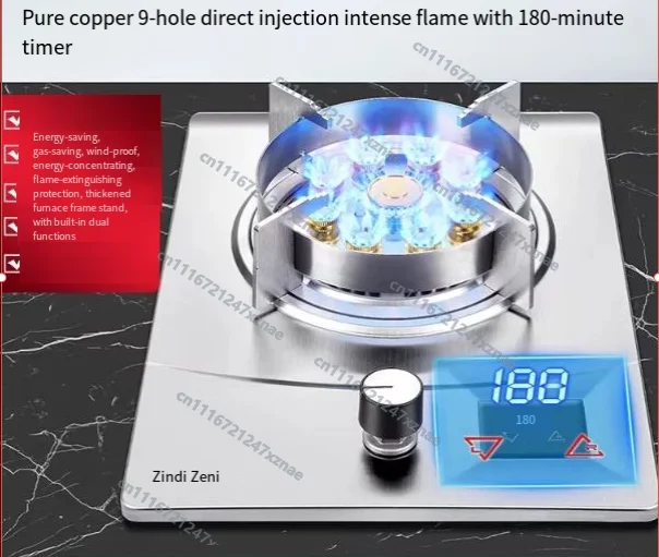 Gas Stove Single Burner Stainless Steel Desktop Embedded 5.0KW Fierce Fire LPG/NG Dual Fuel for Home Kitchen
