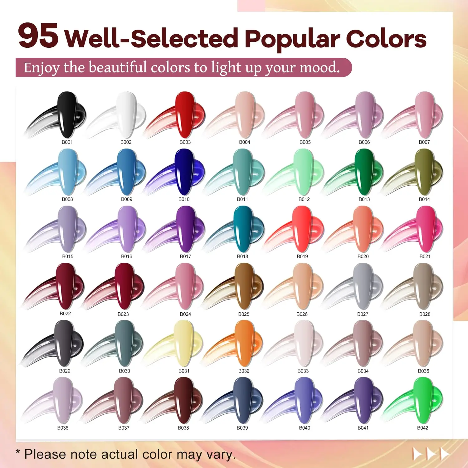 100 Bottles Gel Nail Polish Kit with UV LED Lamp, 95 Colors Glossy Glitter Matte Top Coat Base Set