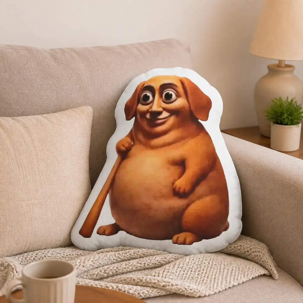 Tung Tung Tung Sahur Dog Shaped Pillow Funny Meme Cushion Irregular Stuffed Throw Pillow for Sofa Home Decor Room Accent Gift
