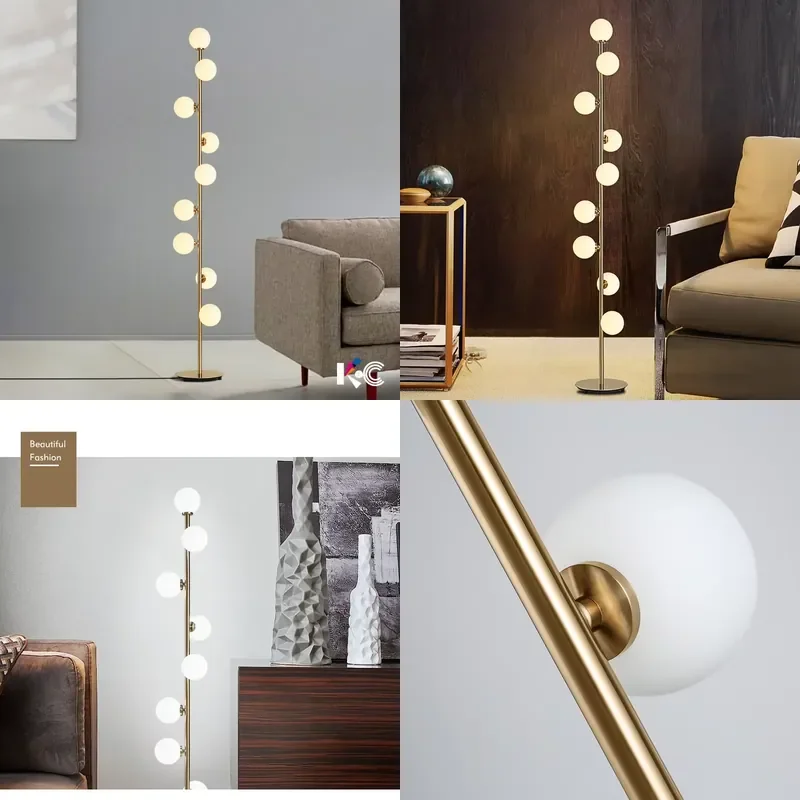 Modern Creative Gold Metal Glass Ball Floor Lamp Premium E27 Base LED Light Source Postmodern Design
