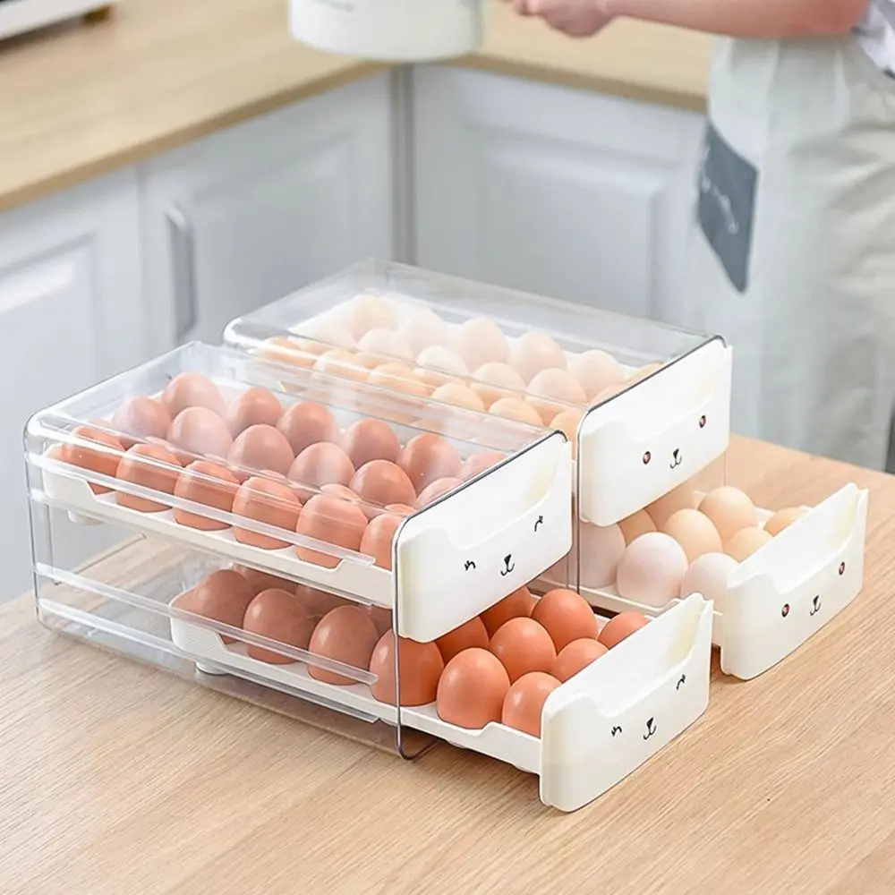 Transparent Egg Storage Box Fresh-keeping Stackable 18/36 Grid Egg Container Drawer Type Space Saving Egg Basket for Kitchen