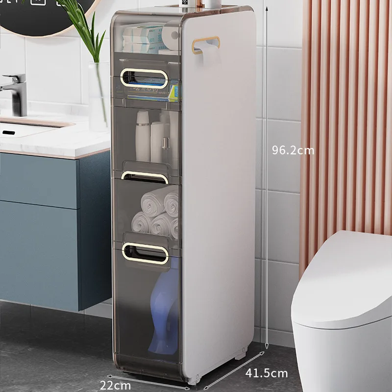 

Ультраузкий пластиковый шкафчик для хранения в туалете, выдвижной ящик для узких пространств, приставной шкафчик для ванной комнаты