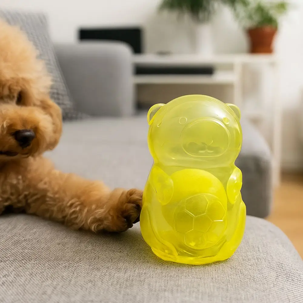 

Bite Resistant Dog Chewing Toy Sound Production with Tennis Dog Teething Treats Balls Bear Shape Biting Treats Toy Exercise