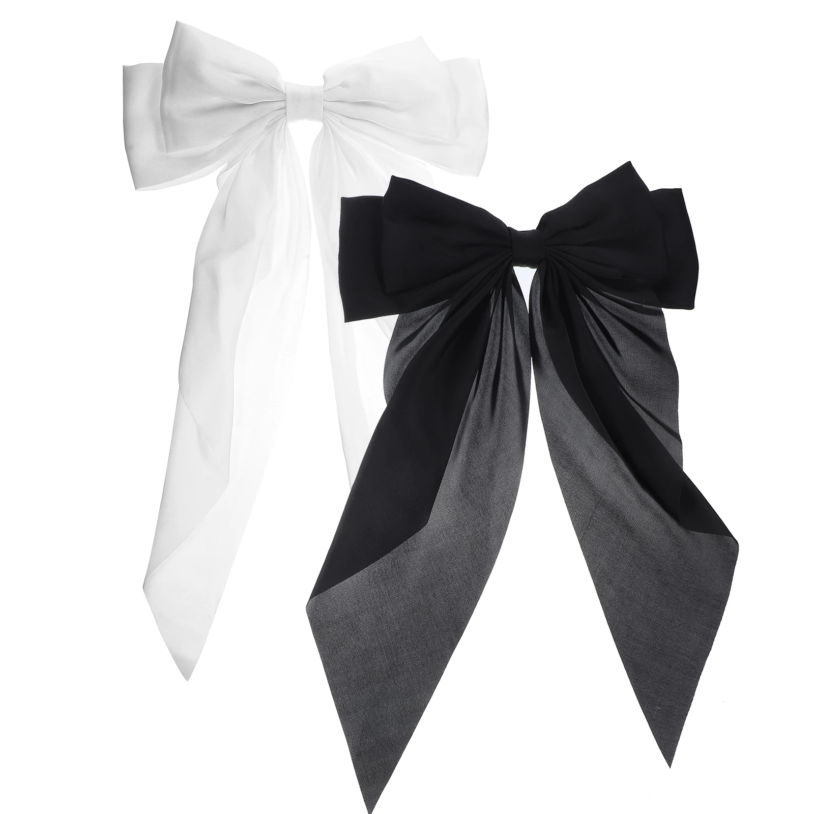 

Big Bow Hair Clip Wraps for Black Women with Ribbon Tie Giant Bows Long Kawaii Accessories