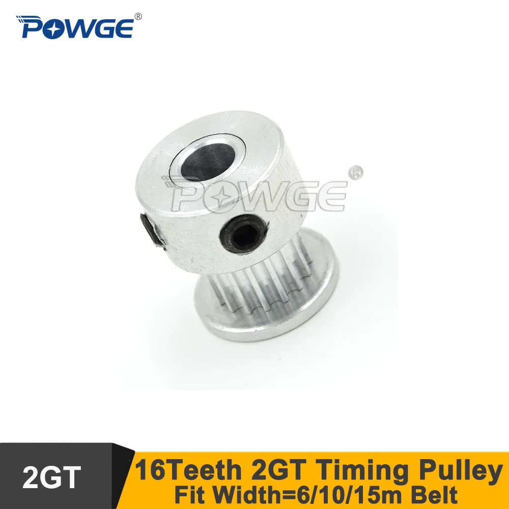 POWGE 16 Teeth 2GT Timing Pulley Bore 4/5/6mm Fit W=6/10/15mm 2MGT G2M Synchronous Belt 3D Printer Parts 16T 16Teeth GT2 Wheel