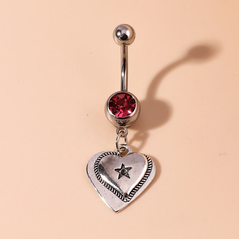 Cute Love Heart Belly Button Rings Navel Rings Sexy Piercing Body Jewelry for Women Girls Party Holiday Jewelry Accessories