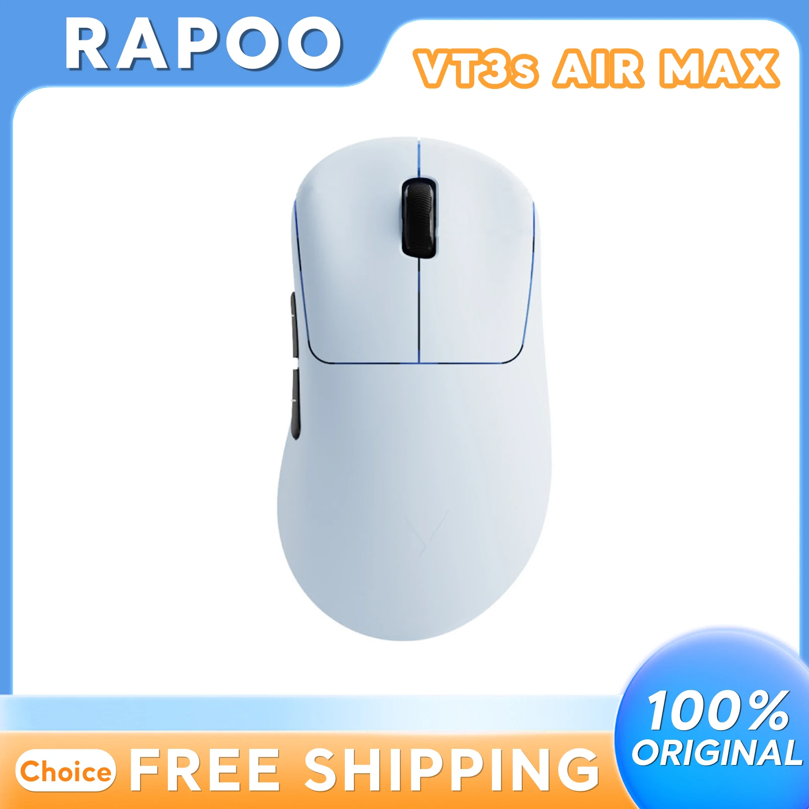 RAPOO VT3s Air MAX Wireless Gaming Mouse Dual Mode Dual 8K Lightweight PAW3950 Sensor 45000 DPI Ergonomic E-Sports Gaming Gifts