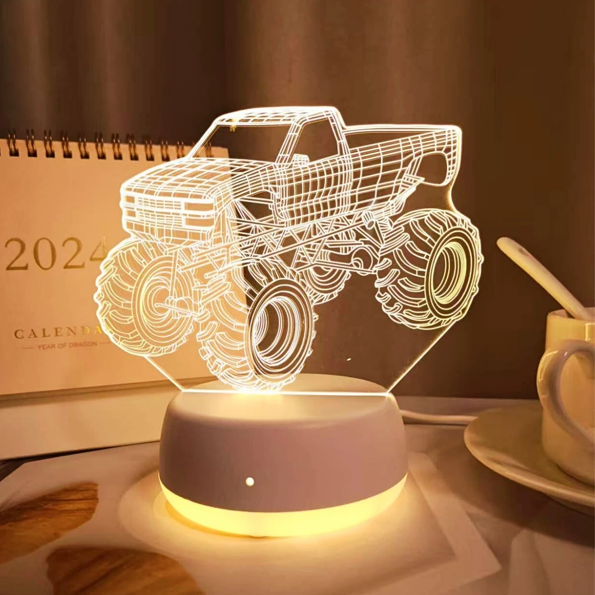 USB 3D creative off-road vehicle night lights, bedroom and living room decorative lights, desktop decorative lights