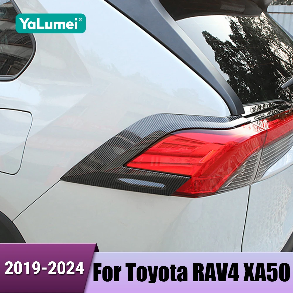 

Carbon Fiber Car Rear Tail Light Eyebrow Cover Stickers For Toyota RAV4 XA50 2019 2020 2021 2022 2023 2024 Hybrid Accessories