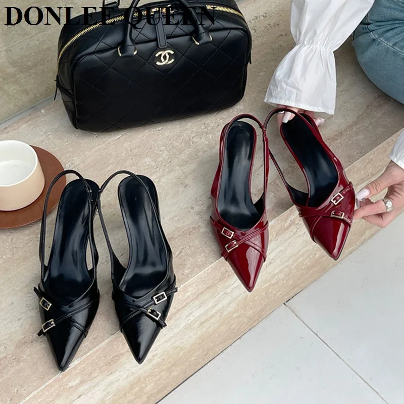 Women Elegant Autumn Mule Sandals Fashion Heels Pumps Shoes Women Pointed Toe High Heels Dress Party Pumps For Wedding Shoes New