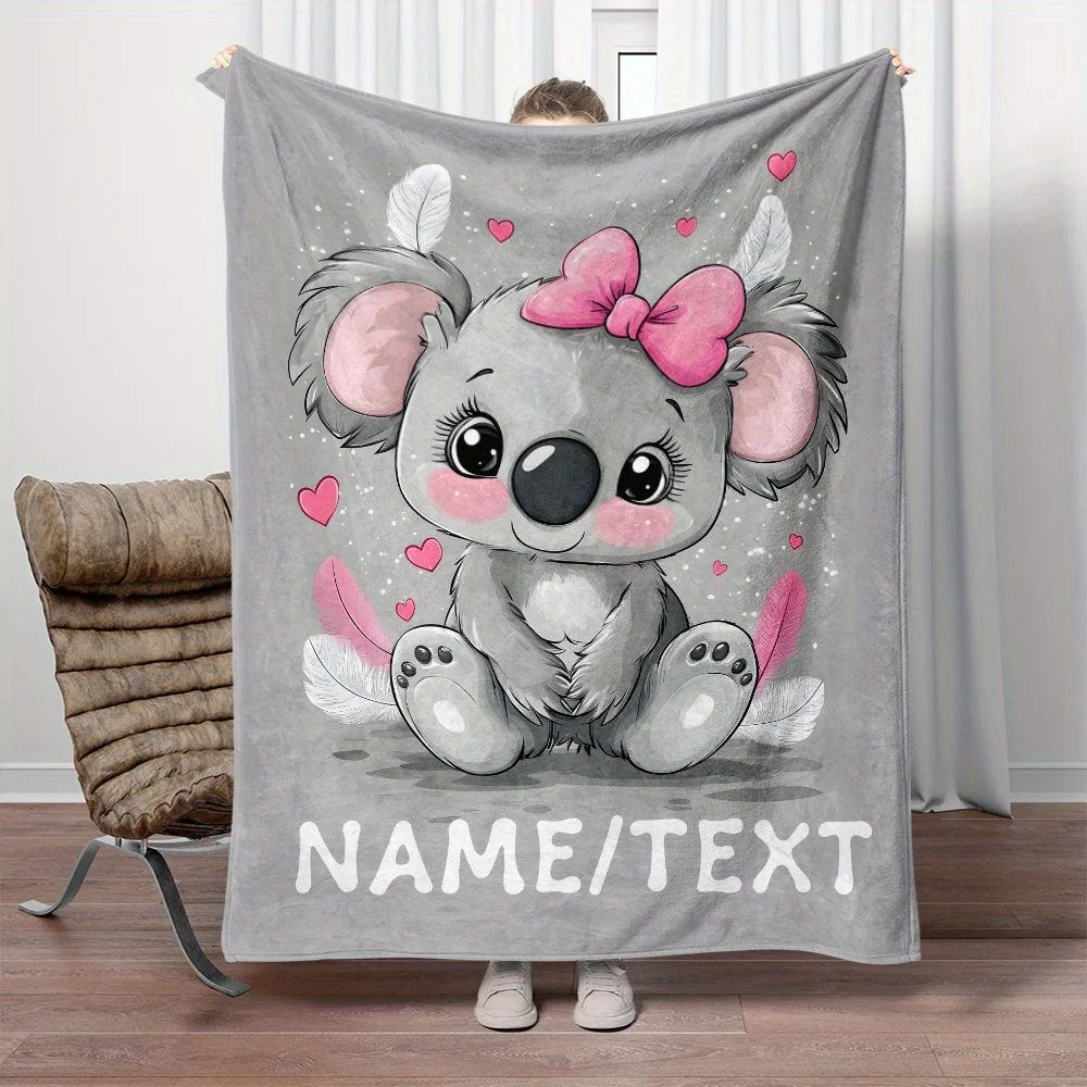 1, süßer, taillierter Bär, personalisierbar, individueller Name, tragbare Decke, leichte Flanelldecke, geeignet für Schlafsofa
