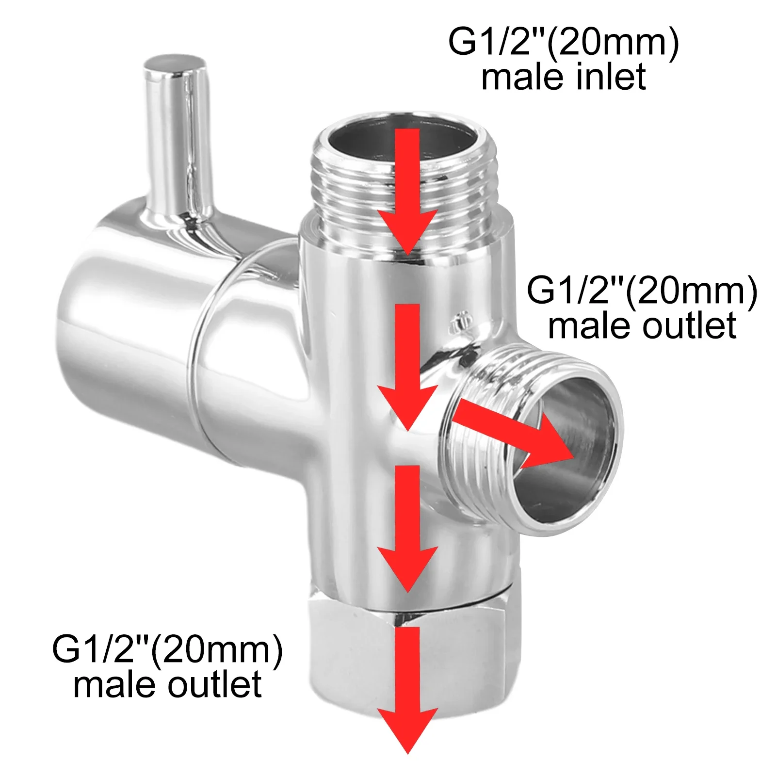 

Accessory Equipment Diverter Valve Replacement Rotating joint T-Adapter Tool 3 Ways Chrome Plated Brass Faucet