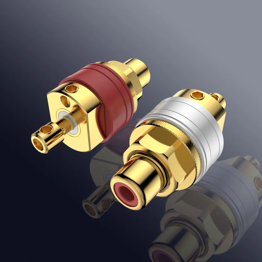 4PCS Viborg RC102G 24K Gold Plated RCA Female Socket Pure Copper Screw Locking RCA Sockets for Audio Video Connections