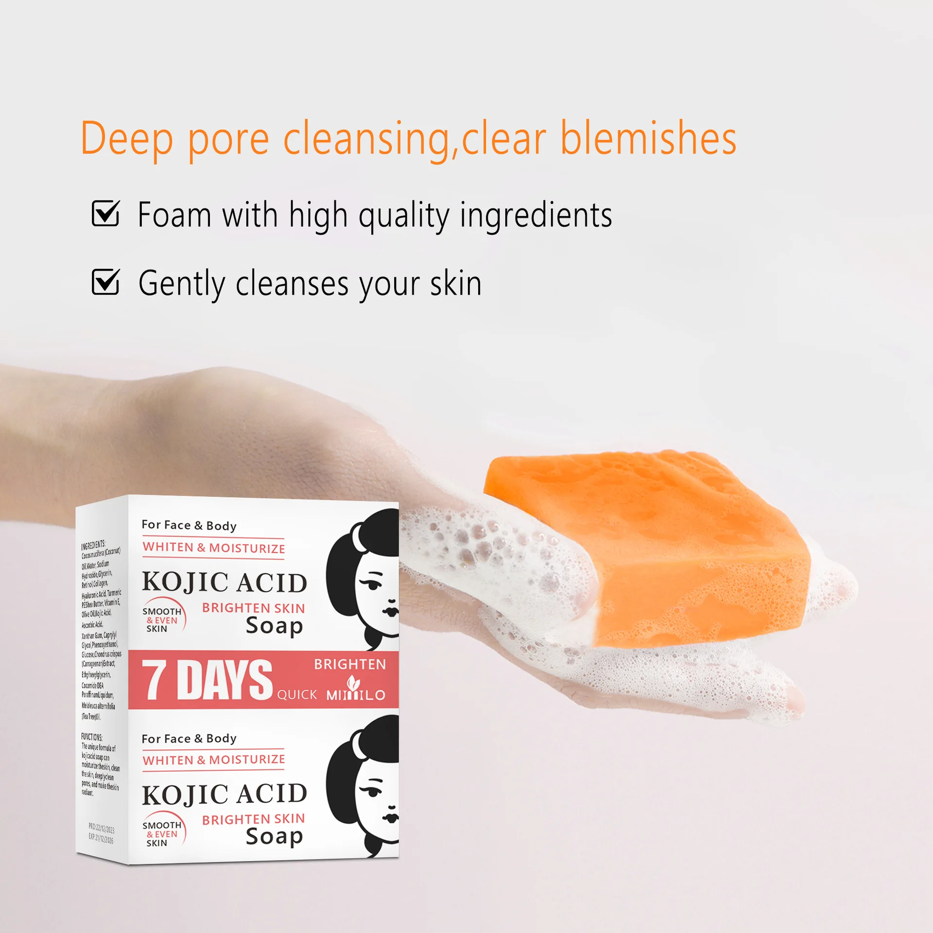 Kojic acid soap facial skin deep cleansing and moisturizing soap