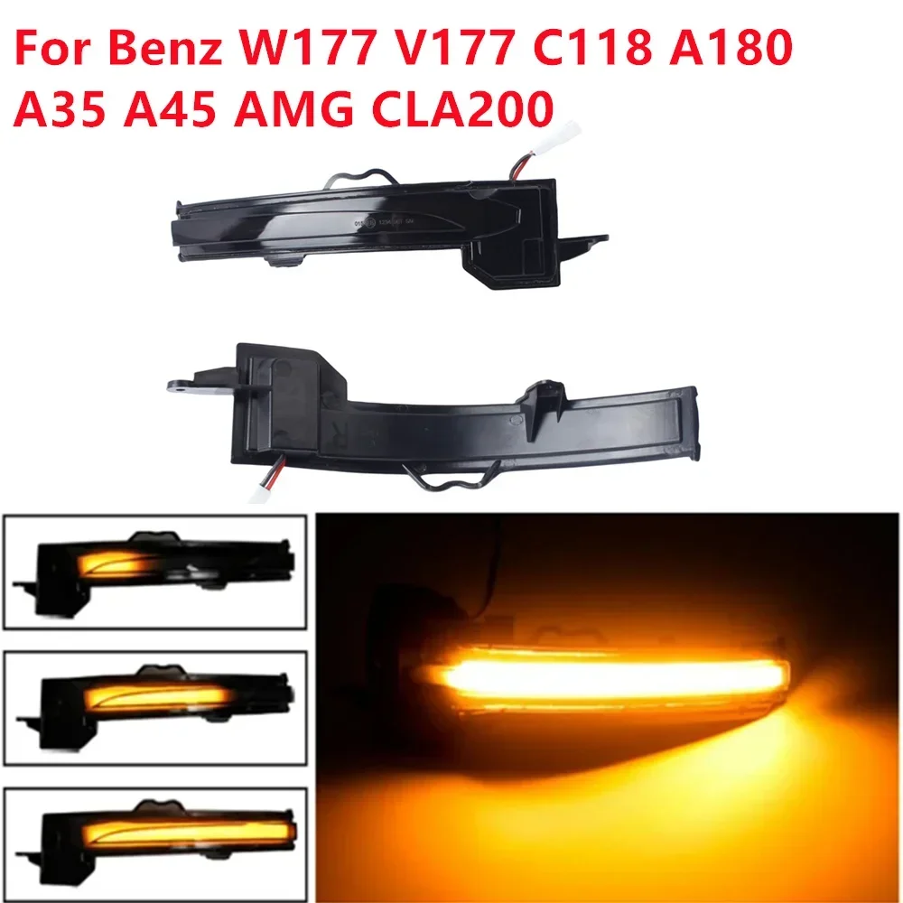 

2pcs LED Dynamic Turn Signal Light Side Mirror Indicator Parts For Mercedes Benz A Class W177 V177 A200 CLA C118