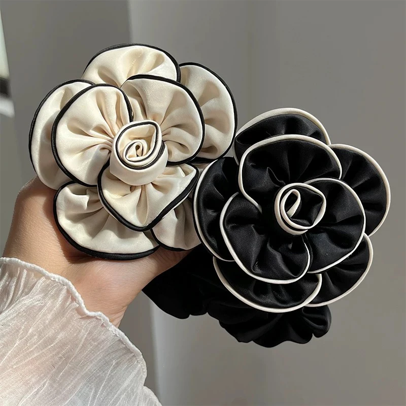 1 Stück elegantes Haarband im koreanischen Stil mit Kamelienmuster, hochwertig, modisch und stilvoll, hochelastisches Band, geeignet für Duttfrisuren und Pferdeschwänze. – Detail 3