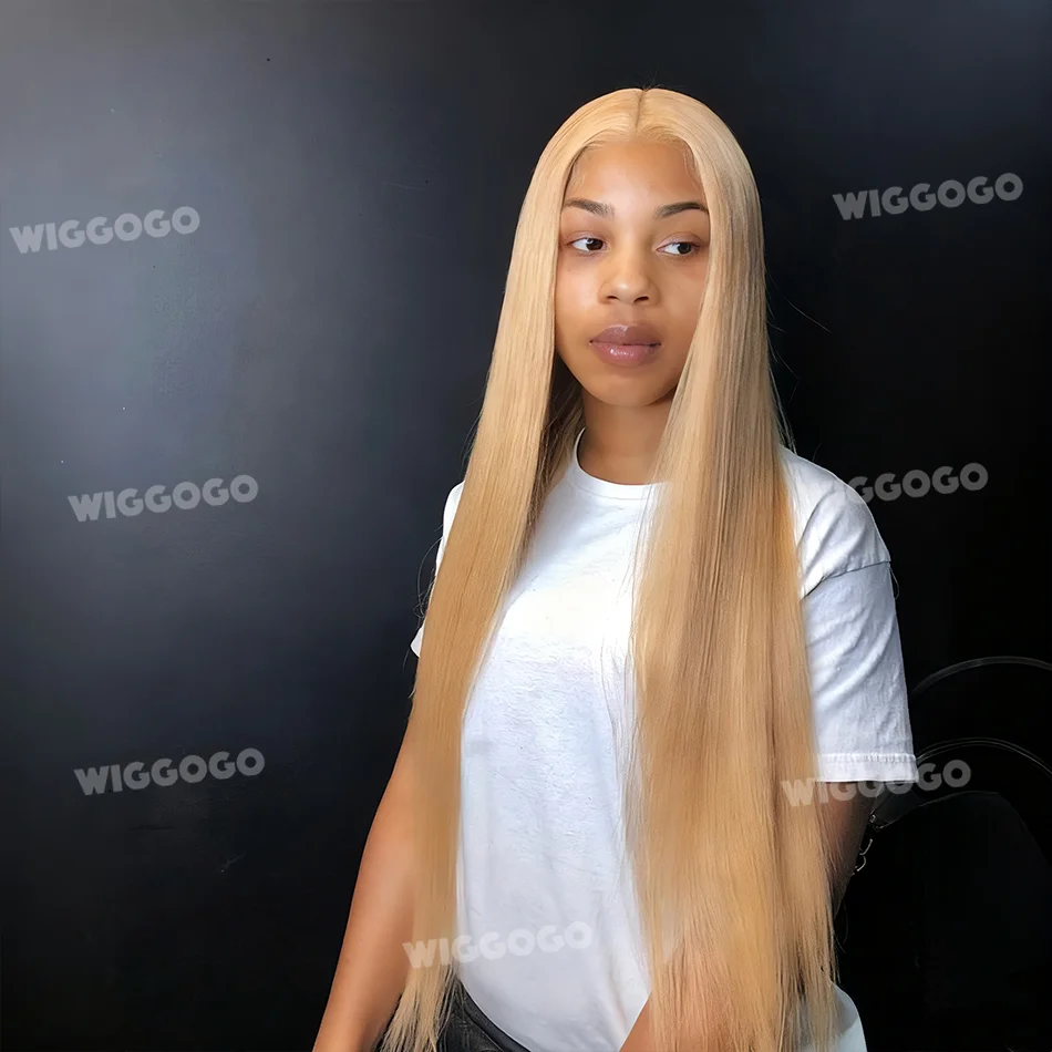 

Медовый блондин парик # 27 Bone Straight 13X4 Цветные парики фронта шнурка 36 дюймов предварительно выщипанные человеческие волосы 13X6 кружевной фронтальный парик для женщин