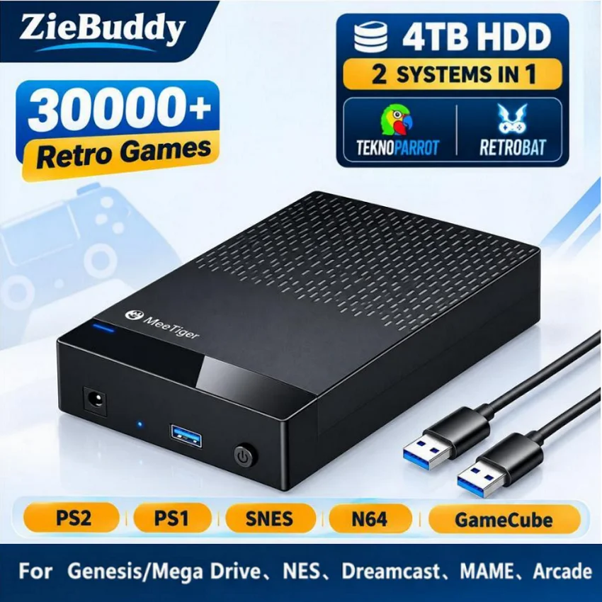 4TB Retro Gaming HDD 30000+ Games 80+ Emulators Plug And Play With RetroBat TeknoParrot For PS2 PS1 PSP Xbox Wii For Windows