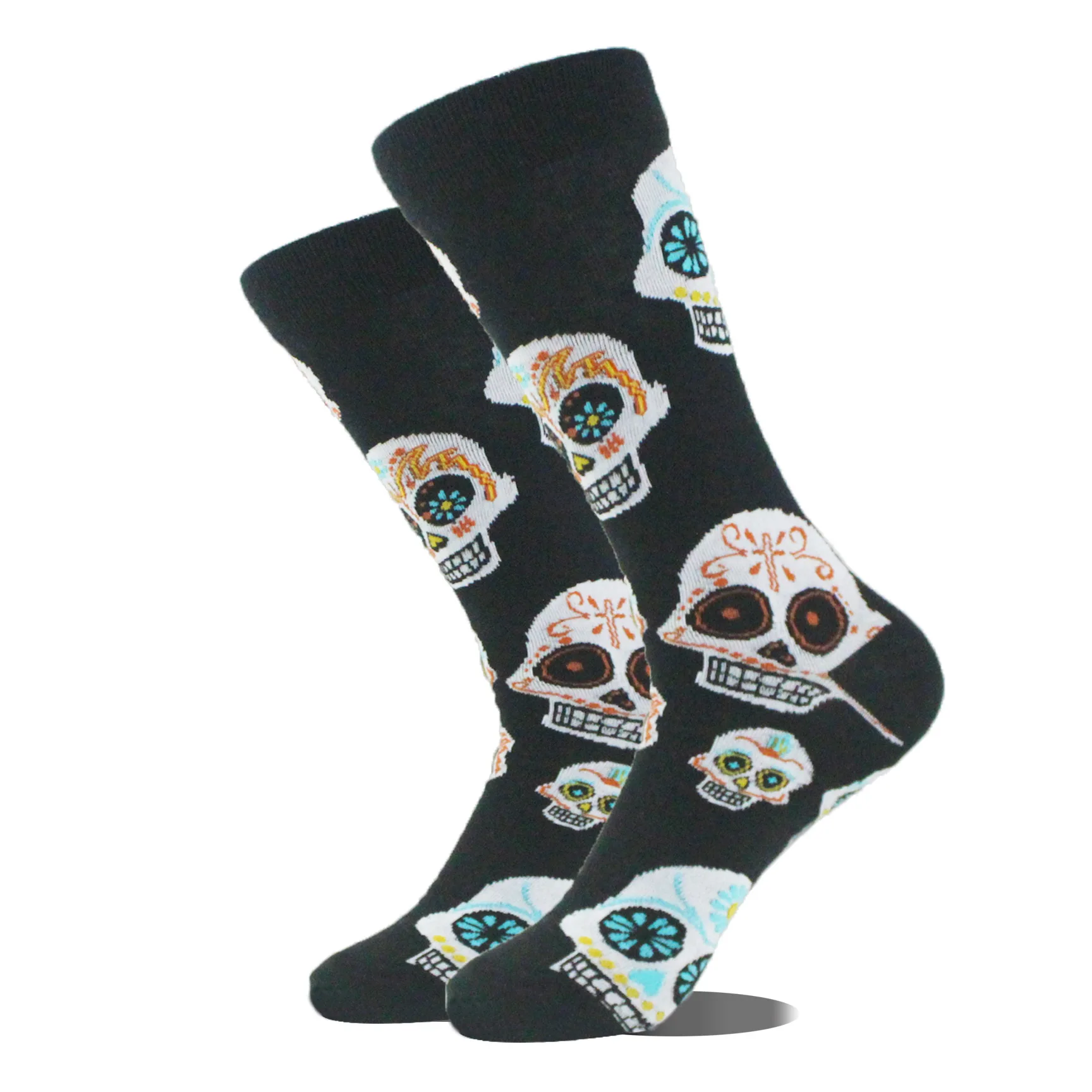 3 pairs unisex women men skull character Halloween party grunge style crew socks for men women