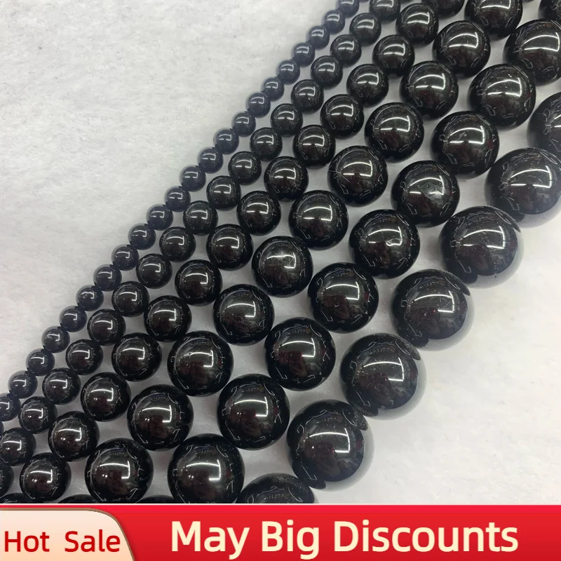 Wholesale AAAAA Natural Black Tourmaline Round Gem Stone Beads 15'' Strand 6/8/10/12 mm For Jewelry Making DIY Bracelet Necklace