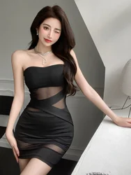 Sexy Pure Desire Fashion Wrap Chest One Shoulder Netting See through Slimming Bodycon Dress by Gege Home Breathless Spring Su...