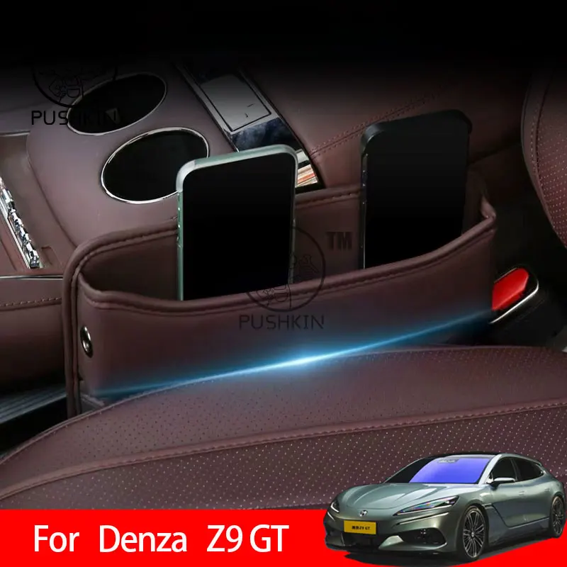 

For Denza Z9GT 2025 2026 Car Seat Gap Crevice Storage Box Cup Phone Key Pocket Bag Leather Auto Interior Accessories