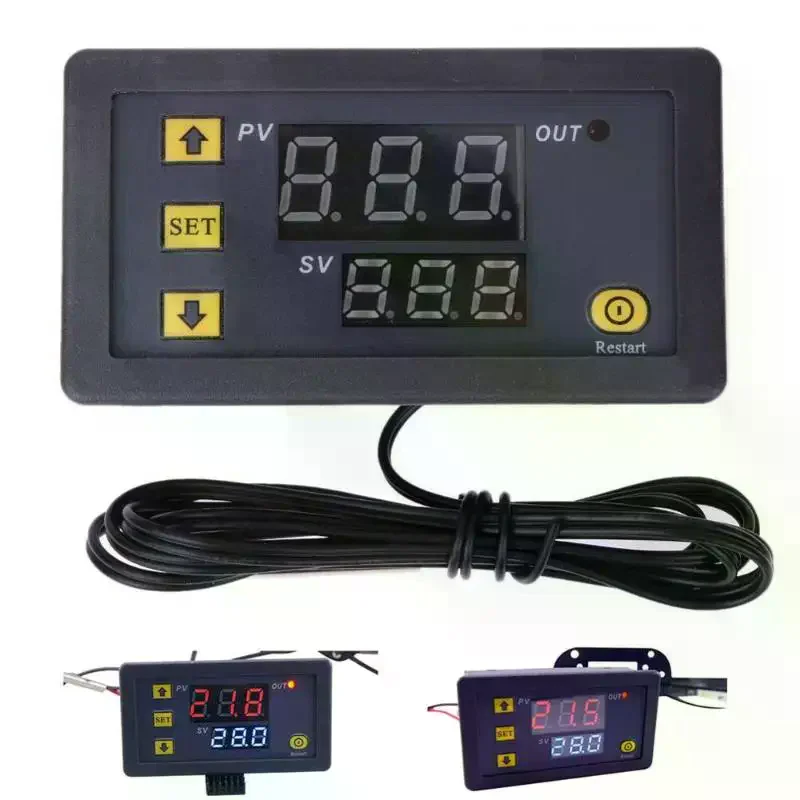 1Pcs 20A Digital Temperature Control W3230 12V 24V AC110‑220V Probe Wire Led Display Thermostat With Heating/Cooling Controller