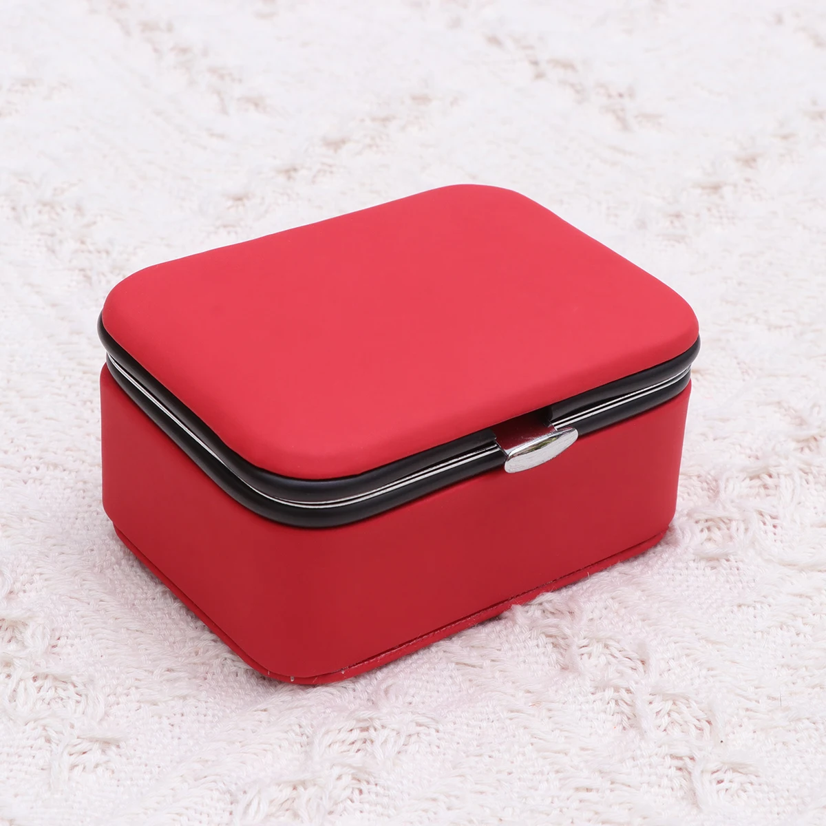 

Fashionable Mini Jewelry Box Portable Storage Organizer For Earrings Necklaces Rings Red Compact Dustproof Scratch Resistant