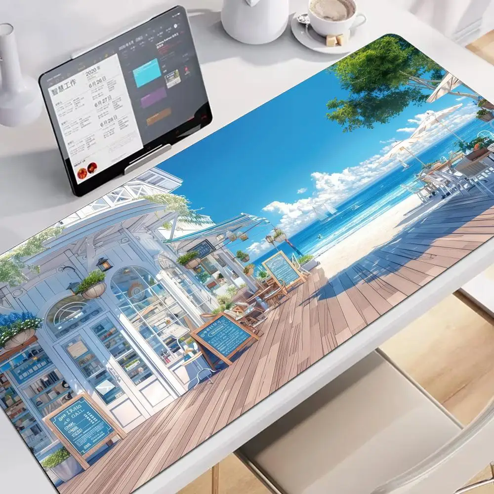 Seaside Convenience Store Mouse Pad Large Gaming Desk Accessory Aesthetic Non-slip Laptop Tablet Mat Mini PC Art pads Playmat