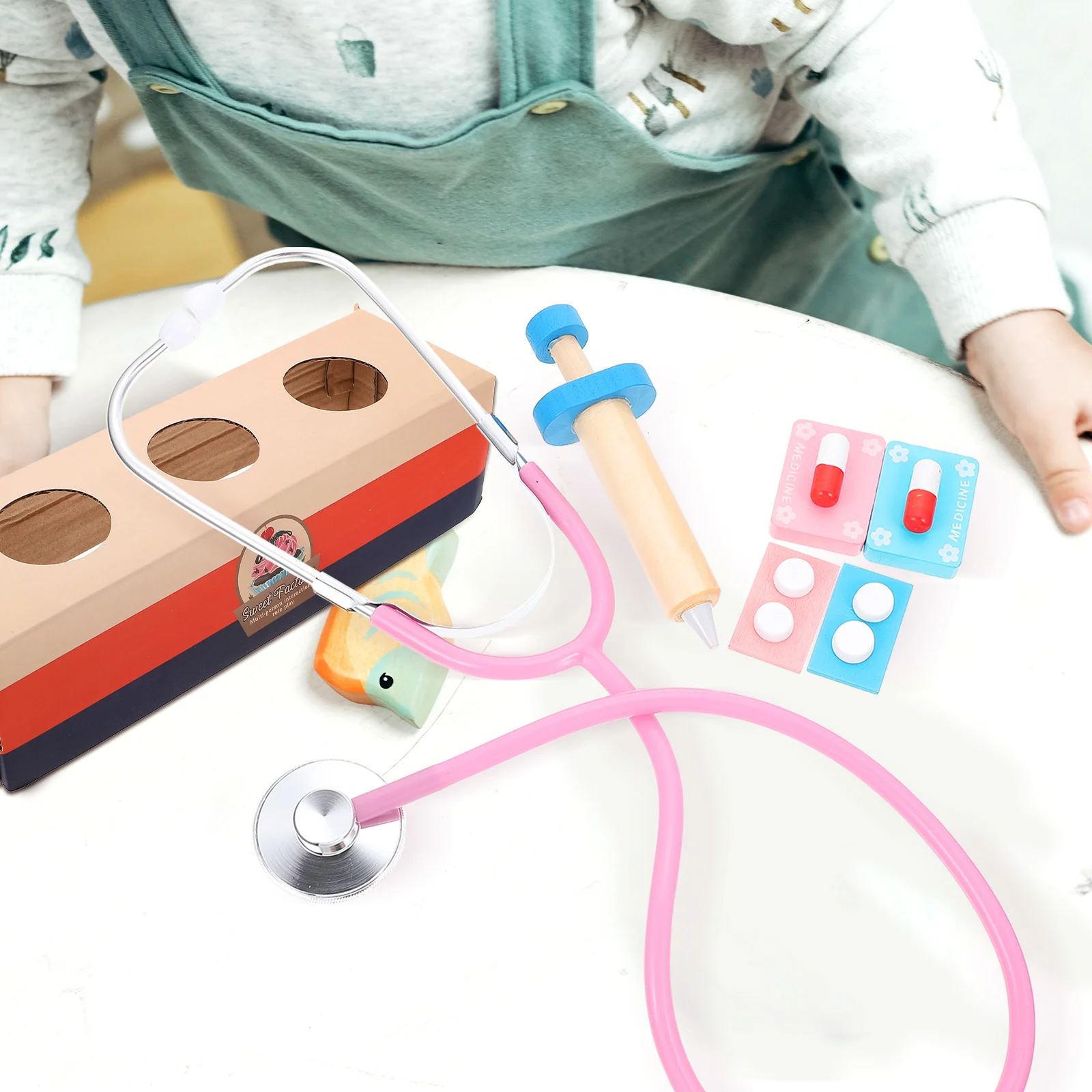 Ensemble de jouets de docteur en bois pour enfants, jeu de simulation pour filles, kit amusant pour enfants, coule en métal