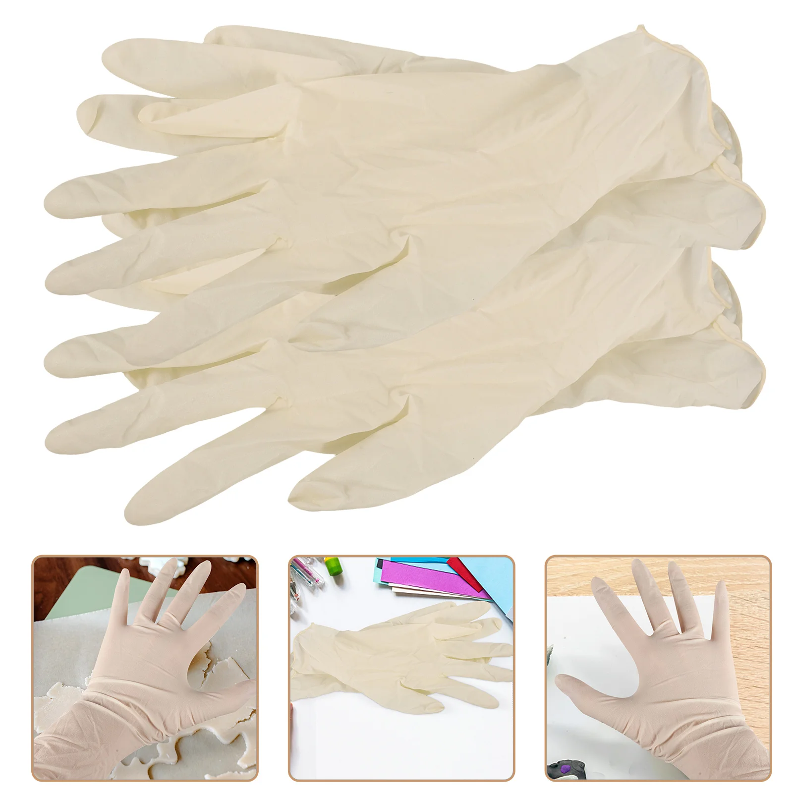 Gants de poulet en latex pour enfants, mitaines de qualité alimentaire, petits livres pour la cuisine, préparation sûre, beige, 20 pièces