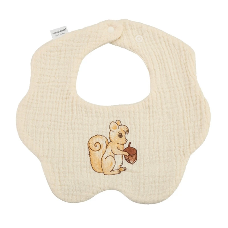 Baby Teething Bib Feeding Bib Soft Snap Bib Baby Burp Cloth 6 Layer Cotton Bibs