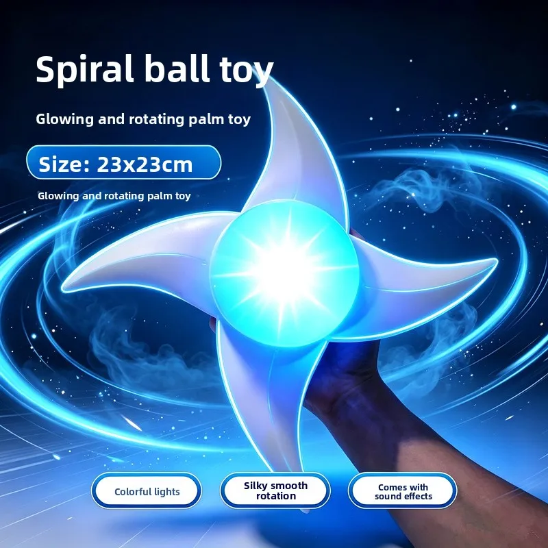 Rotating LED Glow Spiral Shuriken Toy With Sound Effect Colorful Light Cosplay Party Gift
