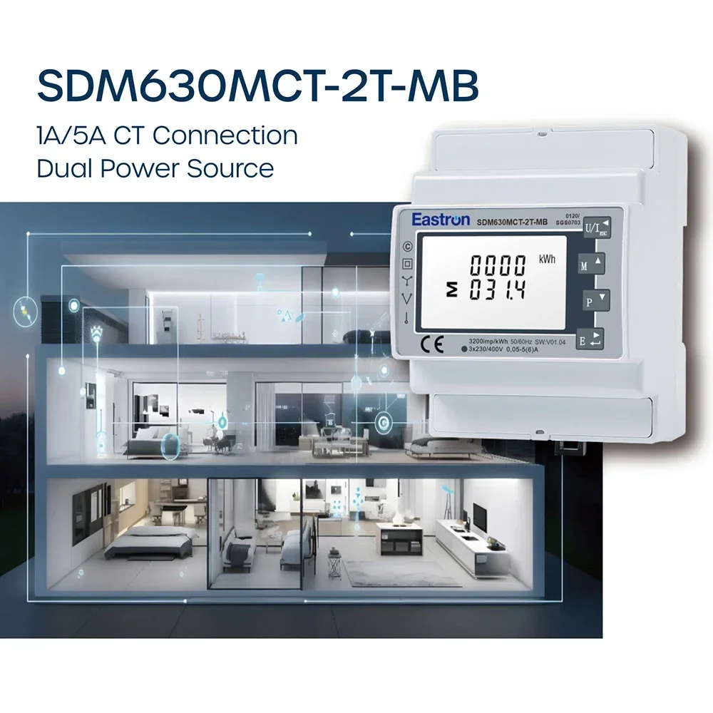 MaiyatangMMEastron SDM630MCT-2T-MB MID Approved 3P3W/3P4W Bi-directional Energy Consumption Monitoring Dual Tariffs Mbus Energy