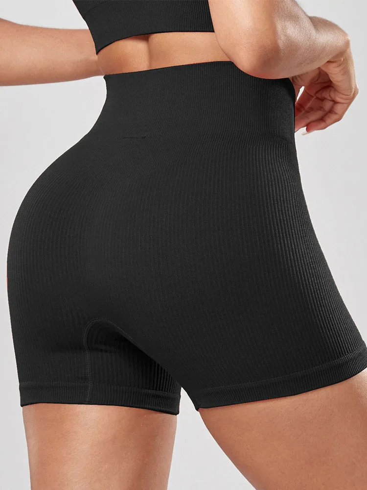 SVOKOR Rib Shorts for Women Butt Lift Seamless Biker Tights Breathable Elastic Workout Leggings Female Casual Wear Sweatpants