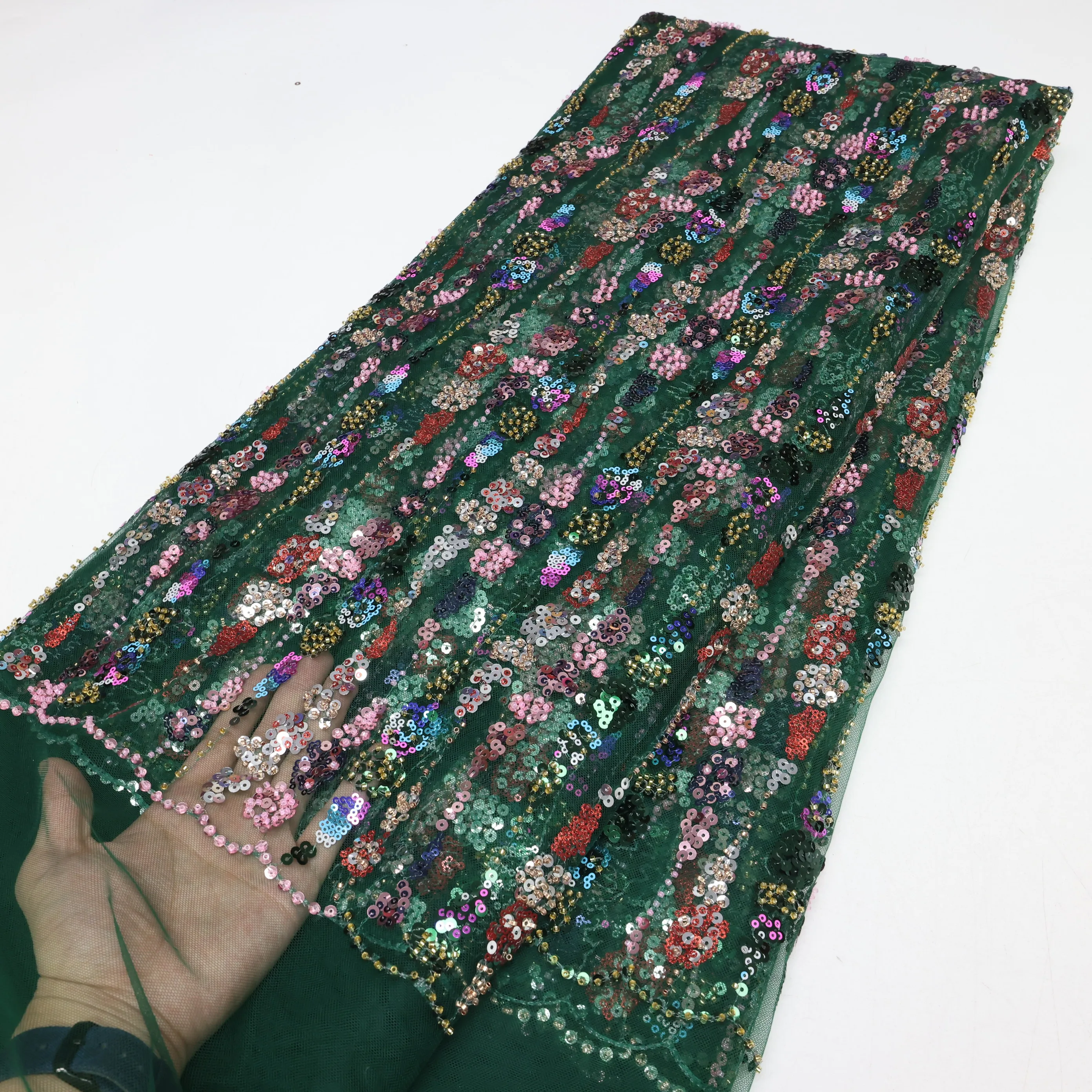 アフリカのスパンコールビーズレース生地,高品質の生地,フラン - Embroidery Ai のレビューと価格