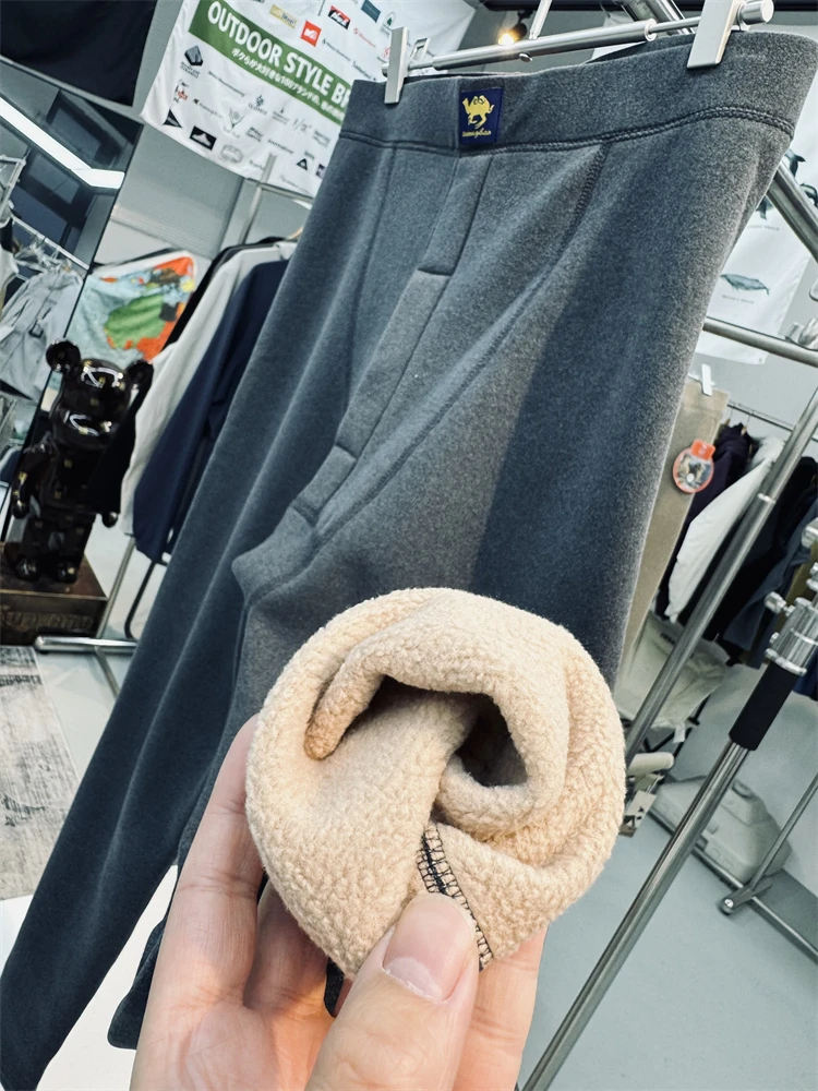Thickened Camel down Fabric Warm Elastic Men's Winter Tight Fitting Thermal Pants Base Layer Pants Autumn Pants Polyester Fiber