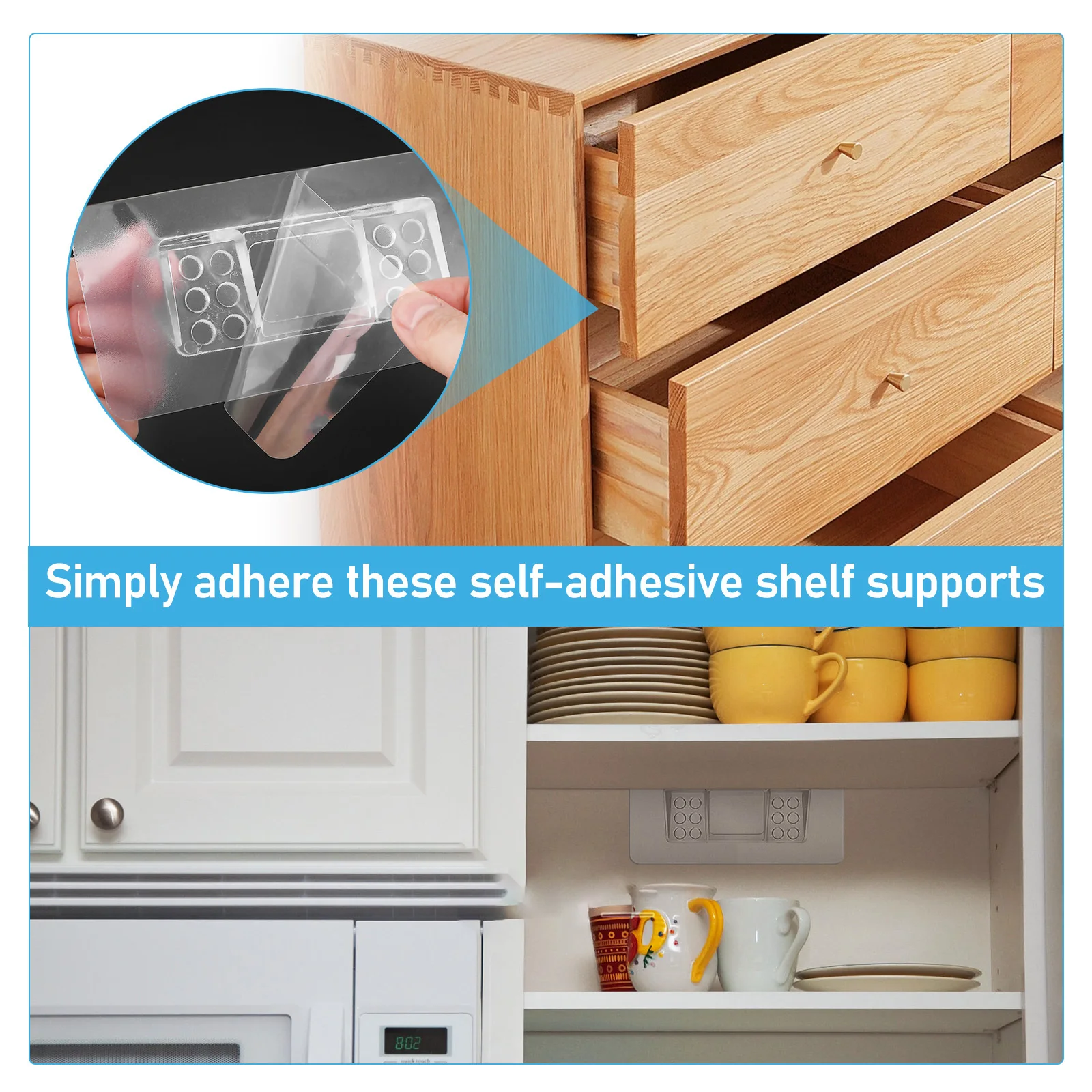 

12Pcs Shelf Pegs Clear Heavy Duty Plastic Support Pins No Drilling Invisible Stabilizer for Kitchen Cabinet Wood Glass Shelves