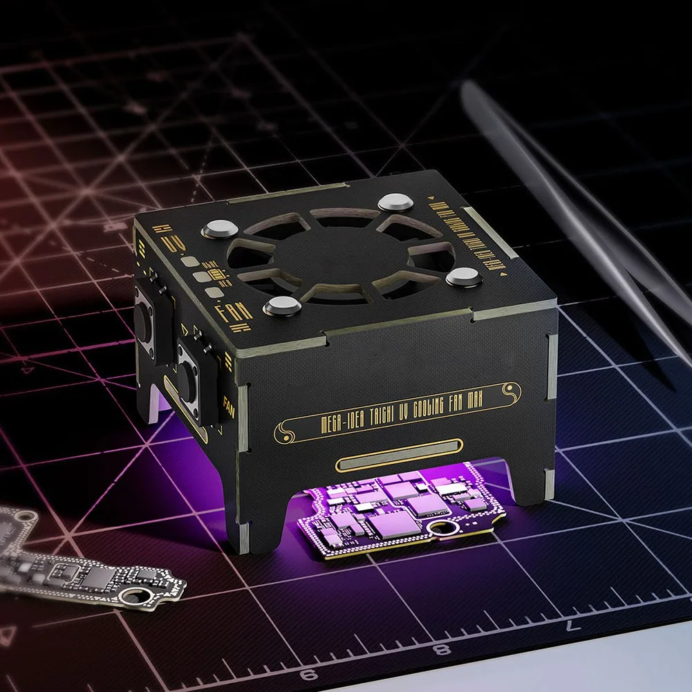 Dual LED UV Curing Fan For Phone Repair Fast Cooling And Solidification Tool Black Portable Heat Dissipation Device