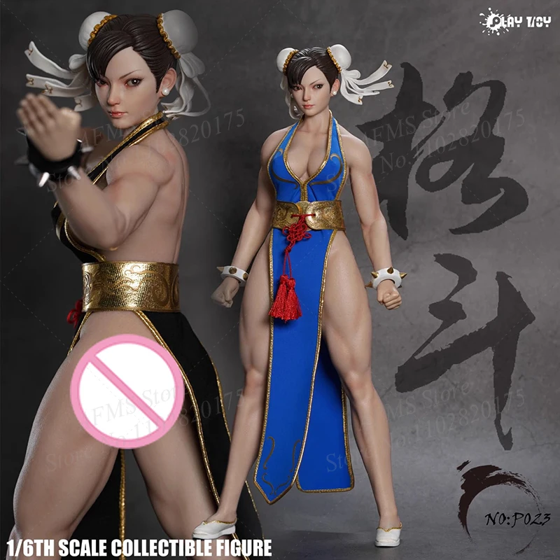 Figura colecionável em escala 1/6, chun li, deusa de combate clássica, corpo de silicone de grau muscular médico, 12 '', ação de soldado feminino