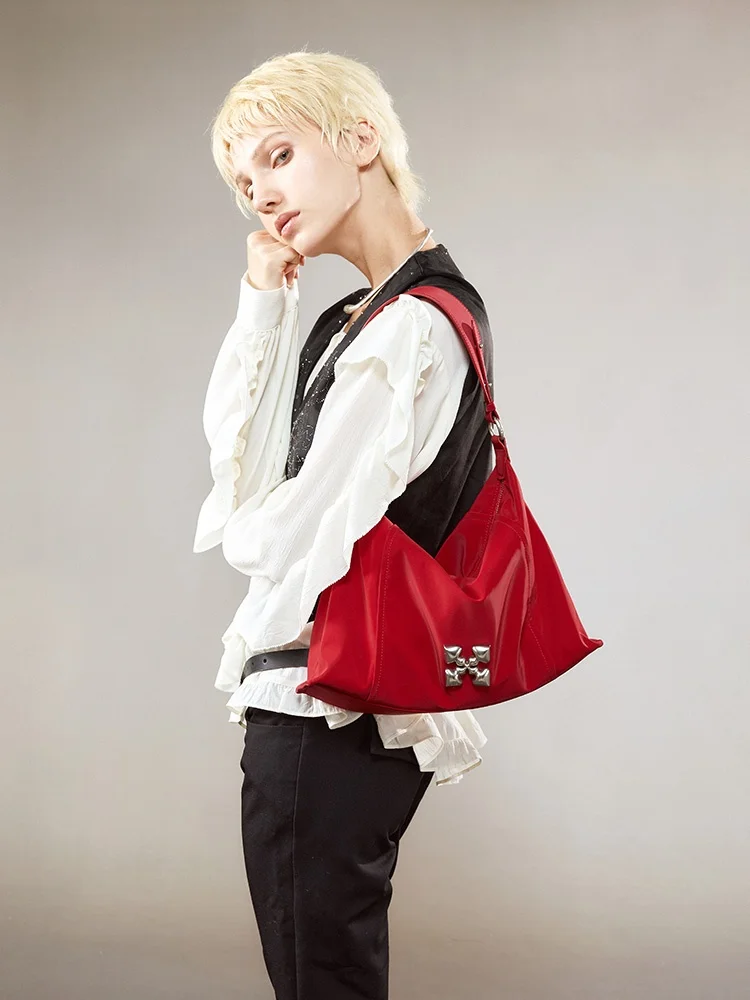

JACD Red Tote Bag Women's Large Capacity Commuter Crossbody Bag 2026 New Style Wedding Bride Bag Casual Horizontal Square Shape