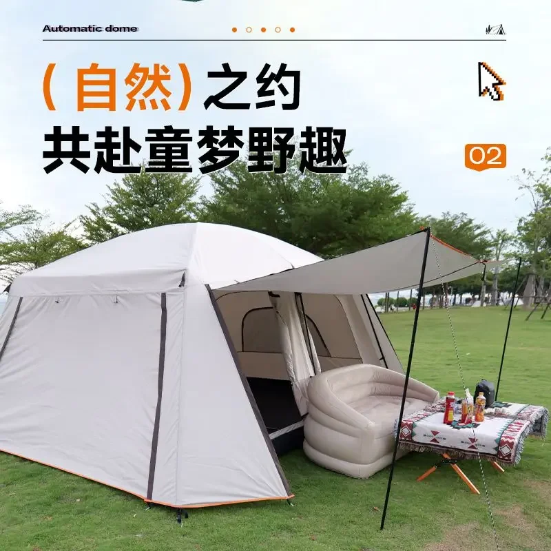 Outdoor big tent fully enclosed, double-layer sun protection and rainstorm protection tent for many people